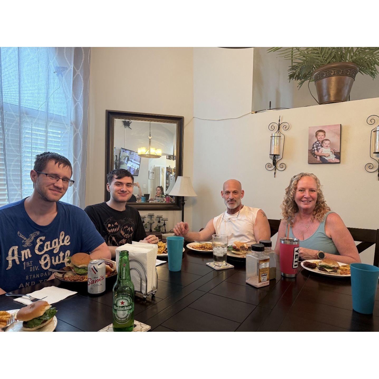 My boys - actually sitting at the table for my birthday dinner!