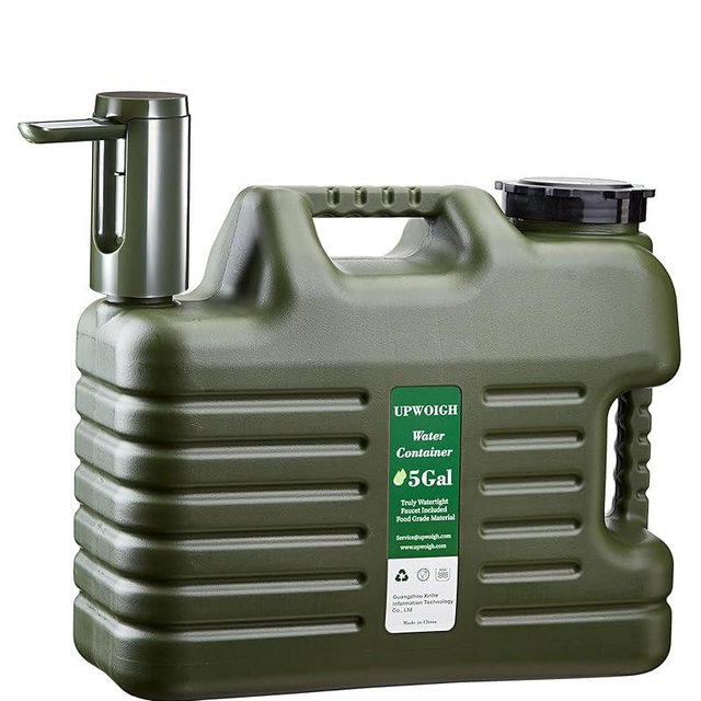 UPWOIGH Portable 5 Gallon Water Jug with Automatic Touch Control Pump,Truly No Leakage Water Container with Spigot,Type-C Rechargeable Military Green Water Pump Gear for Outdoors Camping Hiking