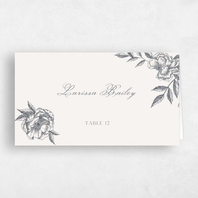 Charcoal, Grey Wedding Place Card - Iniguez