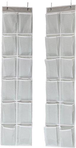 Simple Houseware 24 Pockets - 2PK 12 Large Pockets Over Door Hanging Shoe Organizer, Grey (58'' x 12.5'')