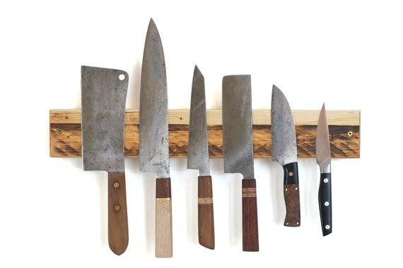 Barnwood Magnetic Knife Rack, 6 knives