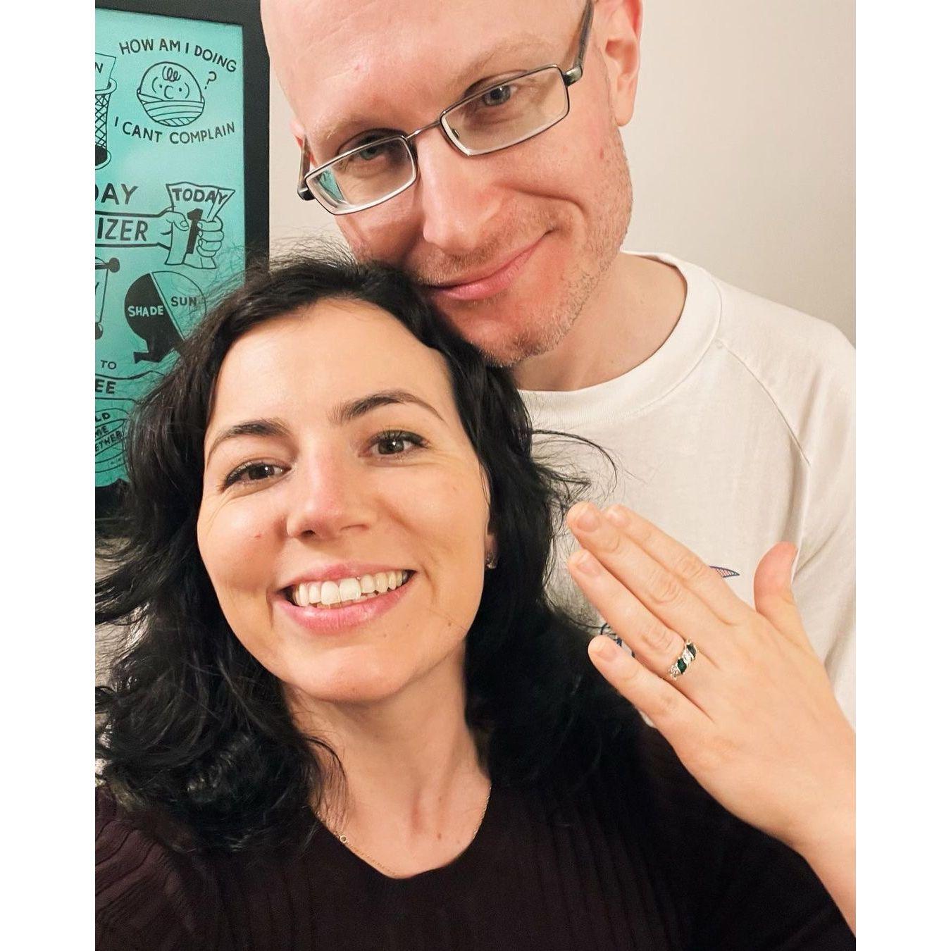 From the night we got engaged after seeing "Merrily We Roll Along" on broadway! November 2023