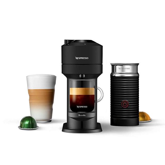 Nespresso Vertuo Next Coffee and Espresso Machine with Aeroccino NEW by Breville, Black Matte, Single Serve Coffee & Espresso Maker, One Touch to Brew