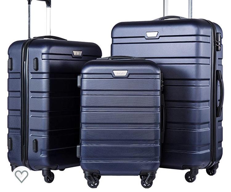 Coolife Luggage 3 Piece Set Suitcase Spinner Hardshell Lightweight TSA Lock 4 Piece Set