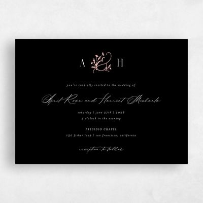 Black Wedding Invitation - Olmo Landscape