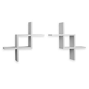 Criss Cross Floating Wall Shelves in Black (Set of 2)