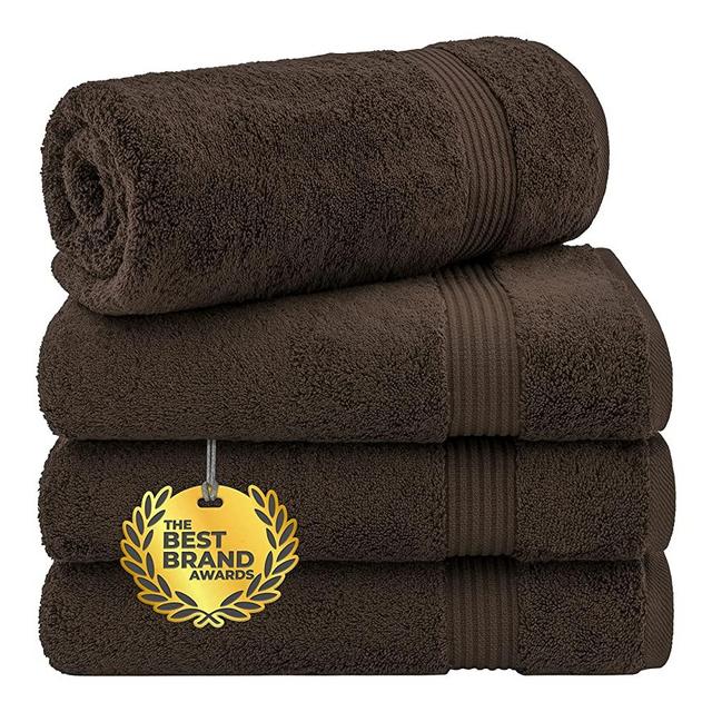 Cotton Paradise Bath Towels, 100% Turkish Cotton 27x54 inch 4 Piece Bath Towel Sets for Bathroom, Soft Absorbent Towels Clearance Bathroom Set, Brown Bath Towels
