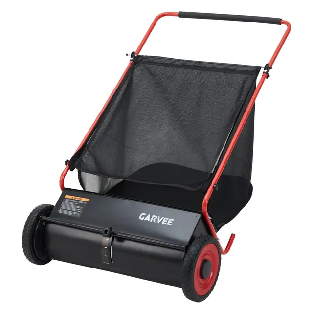 Heavy-Duty Push Lawn Sweeper, 26-Inch Width with 4 Fast-Spinning Brushes, 7 Cu. ft. Large Capacity Lawn Sweeper, Ideal for Grass, Leaves & Debris
