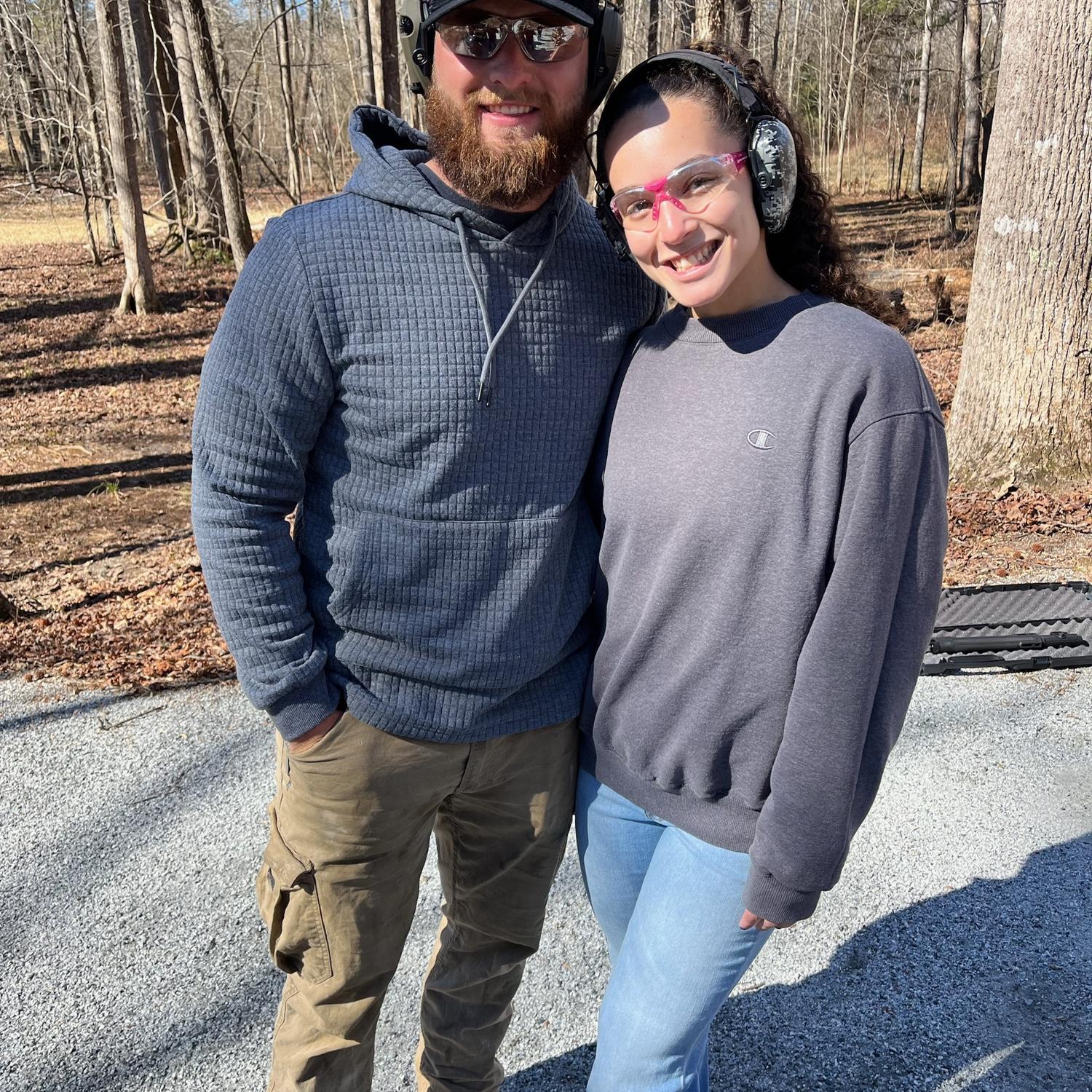 Having fun at the shooting range.