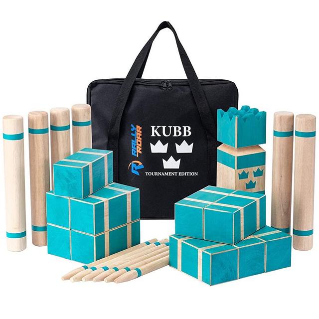Kubb Premium Set Yard Game Set for Adults, Families - Fun, Interactive Outdoor Games - Durable Wood Blocks with Travel Bag - Clean, Games for Outside, Lawn, Bars, Backyards