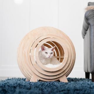 Strato Wooden Sphere Cat Cave