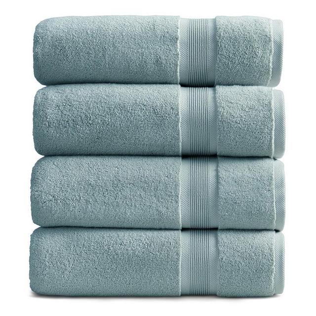 Springtree Home Luxury Bamboo Rayon Bath Towel Set of 4 | 35% Bamboo Rayon - 65% Cotton | Absorbent Quick-Dry Towels for Bathroom | Oeko-TEX Standard 100 Cotton | Aegean