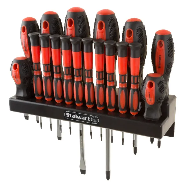 Stalwart 18 Pc Magnetic Screwdriver Set with Rack