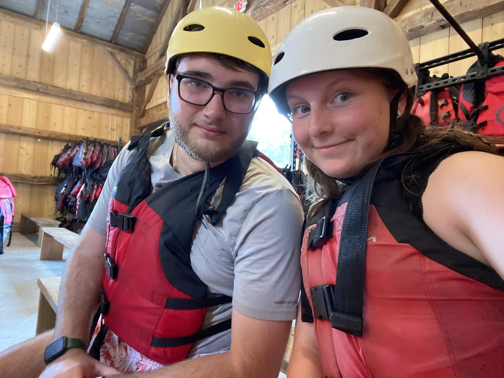 Jacob and Alianna before going white water rafting together at the White Water Center in NC in 2022.