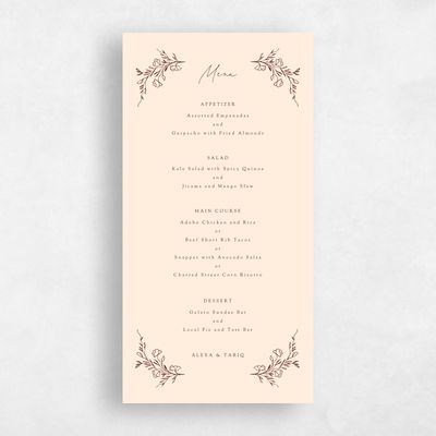Buttercream, Orange Wedding Menu - Marnina