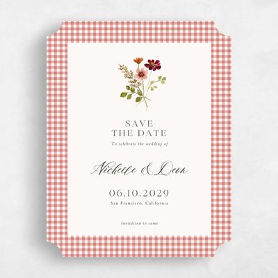 Beige Ticket Wedding Save the Date - Viva Portrait