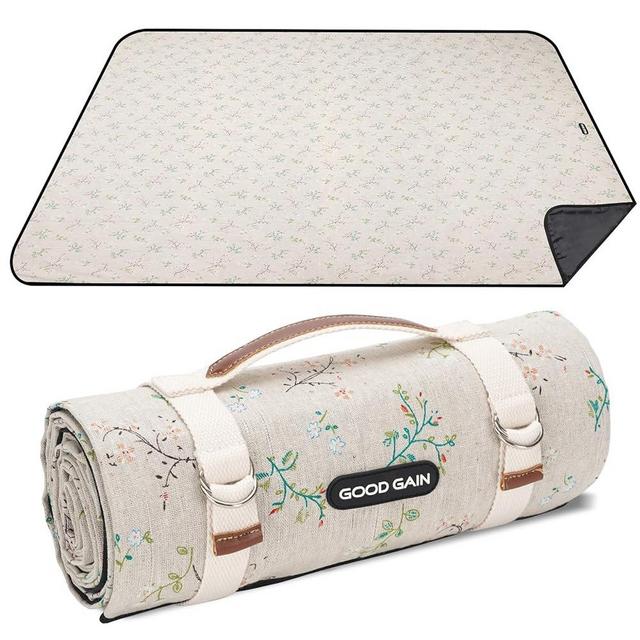 Picnic Outdoor Blankets Waterproof Extra Large - Beach Mat Sand Free Foldable with Carry Strap | Portable Camping Blanket | Park Blanket for Grass Park, Hiking, Travel, Concerts, Indoor(ColorFlower)