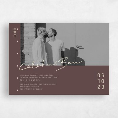 Chocolate, Brown Wedding Invitation - Garret Landscape