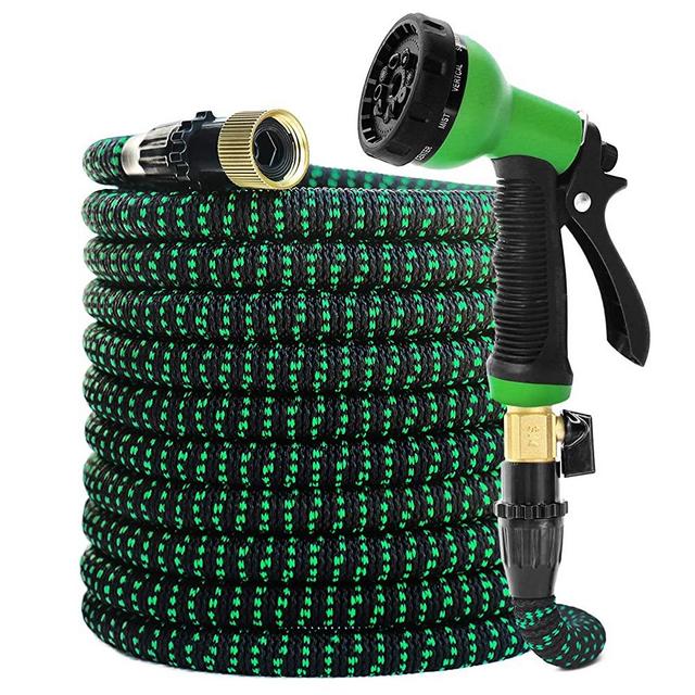 Garden Hose Expandable Hose - Heavy Duty Flexible Leakproof Hose-10-Pattern High-Pressure Water Spray Nozzle & Bag & Plastic Holder.No Kink Tangle-Free Pocket Water Hose