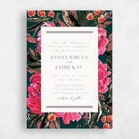 Green Wedding Invitation - Waverly Portrait