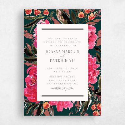 Green Elegant Wedding Invitation - Waverly Portrait