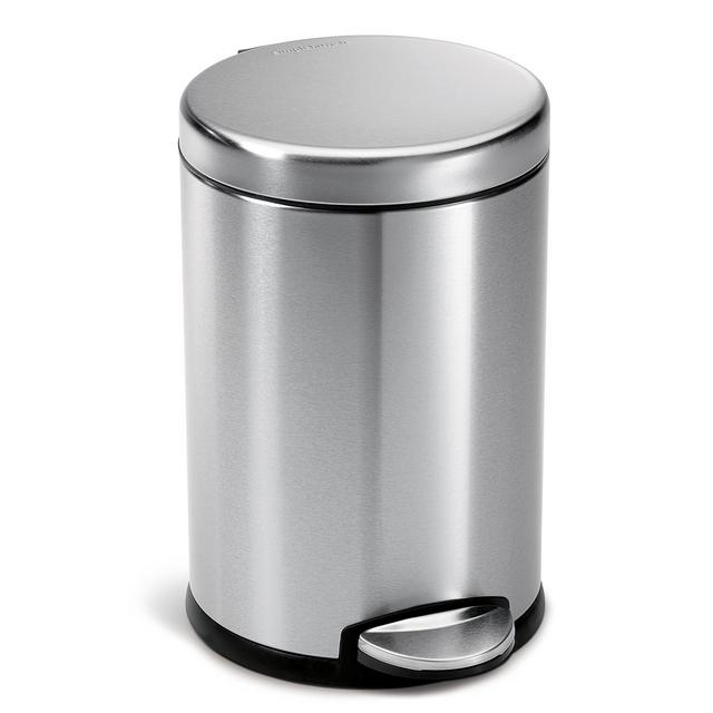 simplehuman Mini Round Step Trash Can, Stainless Steel, 4.5 L / 1.2 Gal