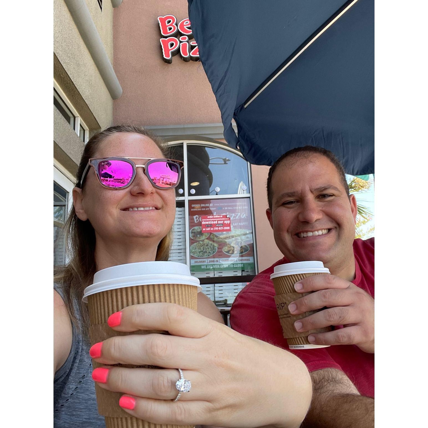 Coffee morning after our engagement