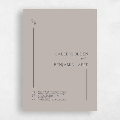 Greige, Grey Wedding Invitation - Merick Portrait