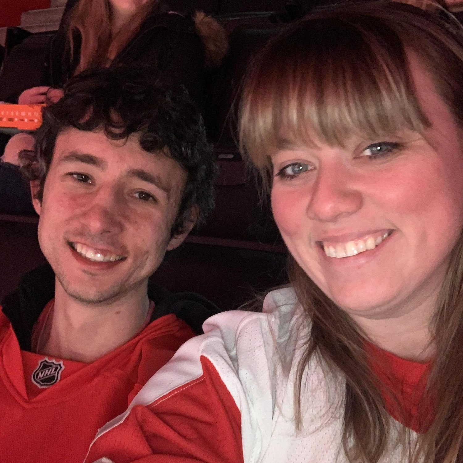 Enjoying our Christmas gift from my sister and brother in-law. Our favorite date night activity, a Wings game.