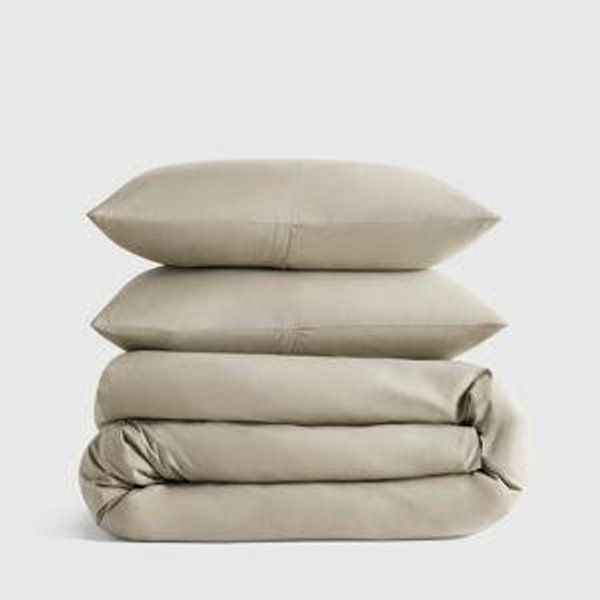 Quince Organic Crisp Percale Duvet Cover Set - Full/Queen