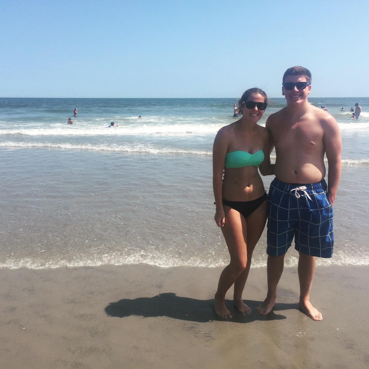 Our first trip to the Jersey Shore beach together, the summer after we first met.