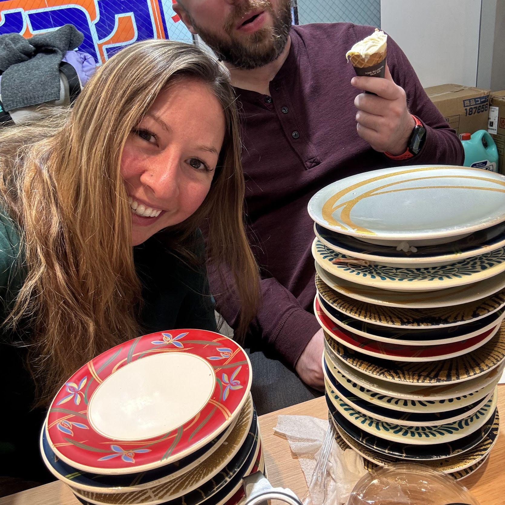 Japan - all you can eat sushi train - Kyle won!