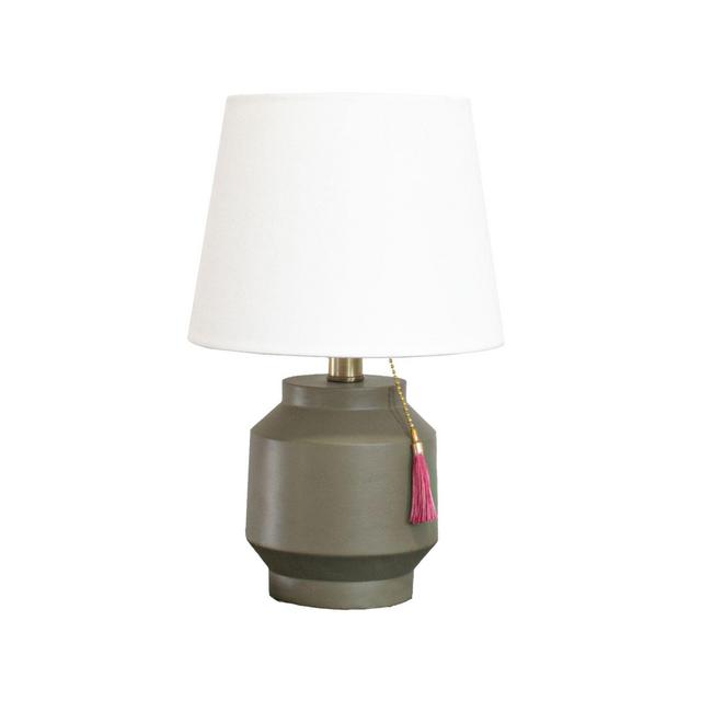 Wild Sage™ Resin Lamp in Brown with Linen Drum Shade