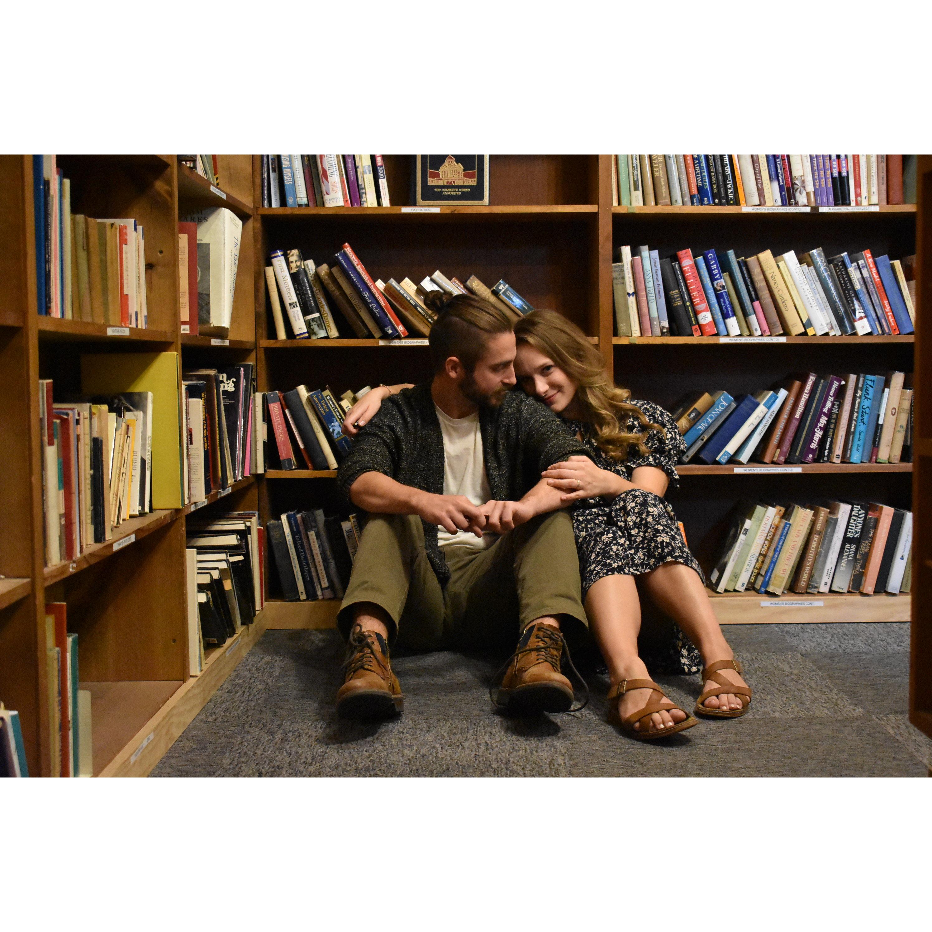 Some of our best dates took place in bookshops, particularly early on. This is one of our favorites: a used bookstore called Jane Addams in Champaign.
