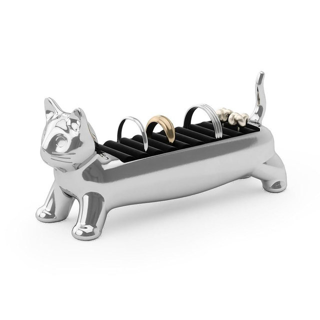 Umbra Ali Cat Ring Holder - Gift for Pet Kitty Kitten Lover - Jewelry Storage, Chrome