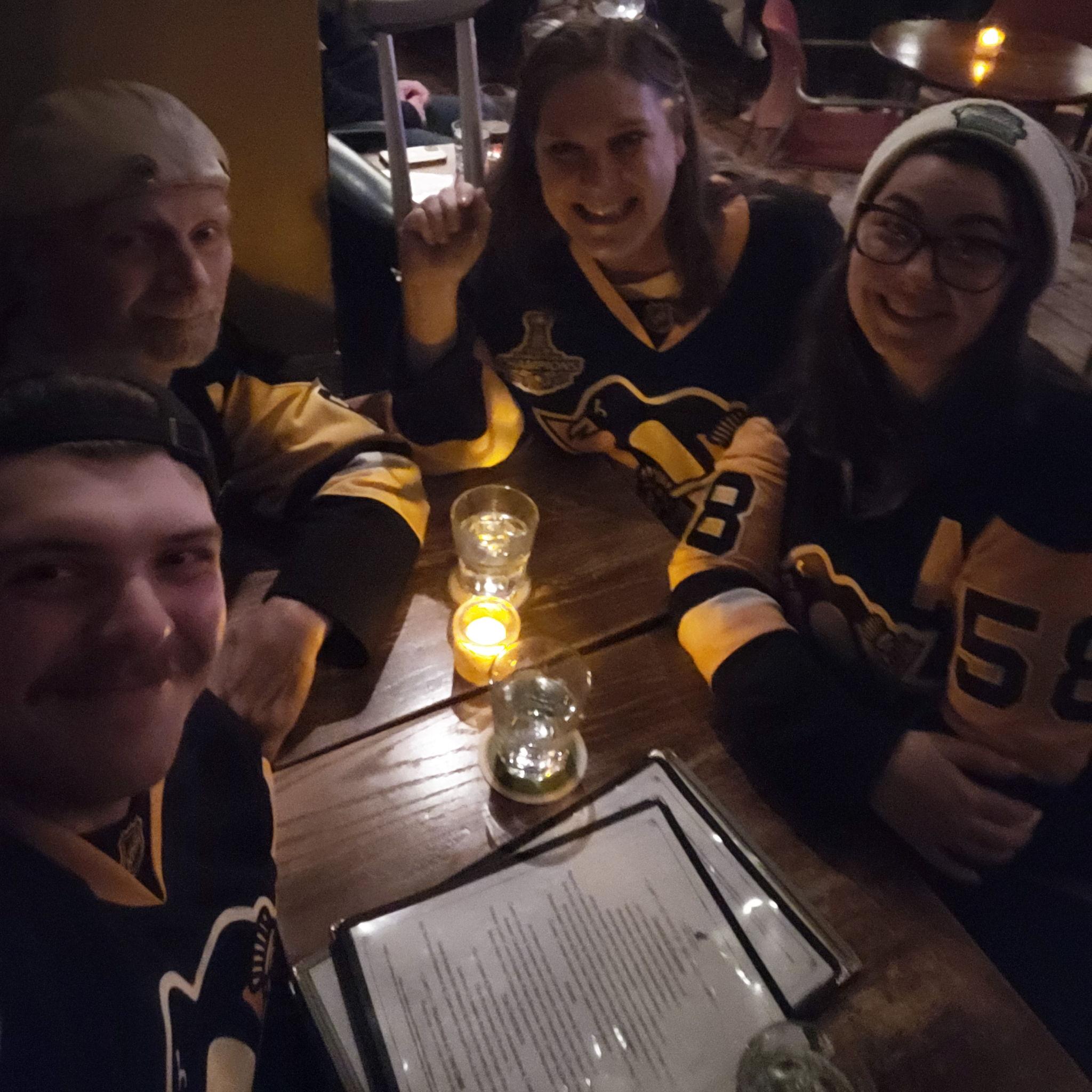 Dylan and Hannah in Toronto at Dinner Watching the Pittsburgh Penguin Game on TV Against the Toronto Maple Leafs With Dylan`s Parents! On December 16th 2023!