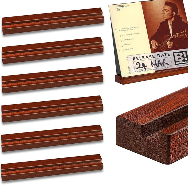 Sapele Wood Vinyl Record Wall Mount, 6 Pack 12" Vinyl Record Shelf Wall Mount, Vintage Floating Shelves for Wall, CDs, Album, Art Works Storage, Record Holder Wall for Music Room, Living Room Display