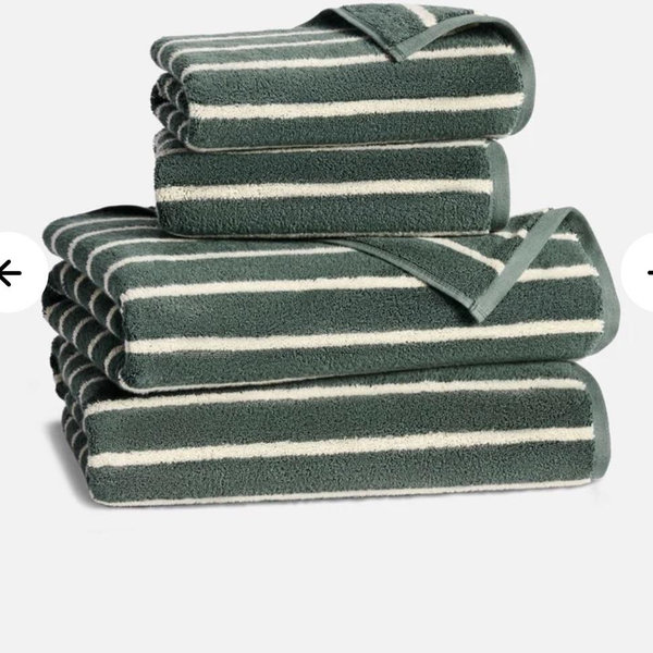 Super-Plush Turkish Cotton Bath Towel Bundle- green stripe