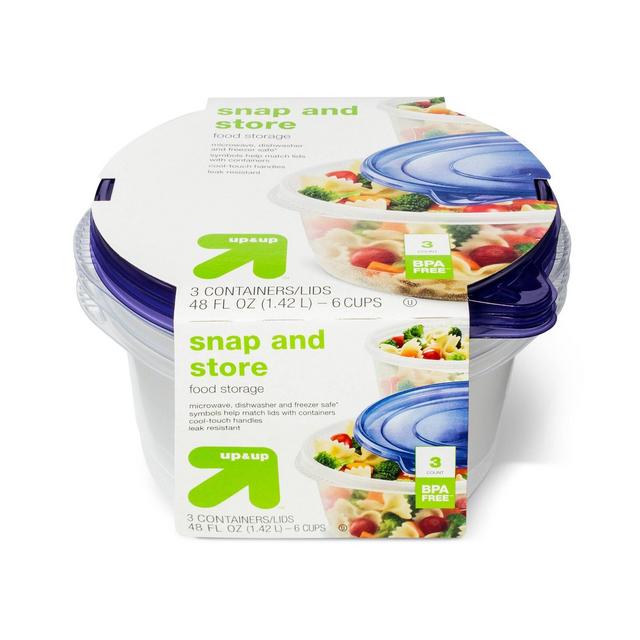 Snap And Store Medium Round Bowl Food Storage Container - 3ct/48 fl oz - Up&Up™