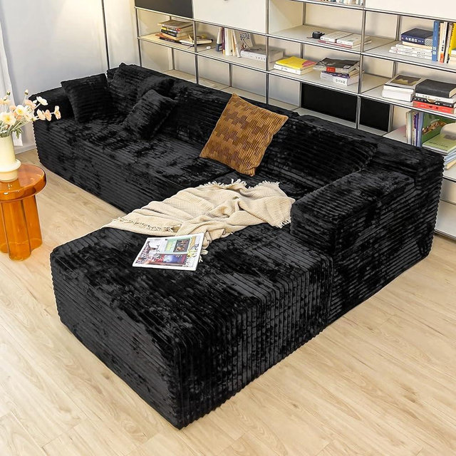 Sectional Couches for Living Room Corduroy Couch, 104" Cloud Sectional Couch with L-Shape Chaise, Modern Modular Sofa, Deep Seat Comfort, No Assembly Required(Plush Corduroy, Right Facing Chaise)