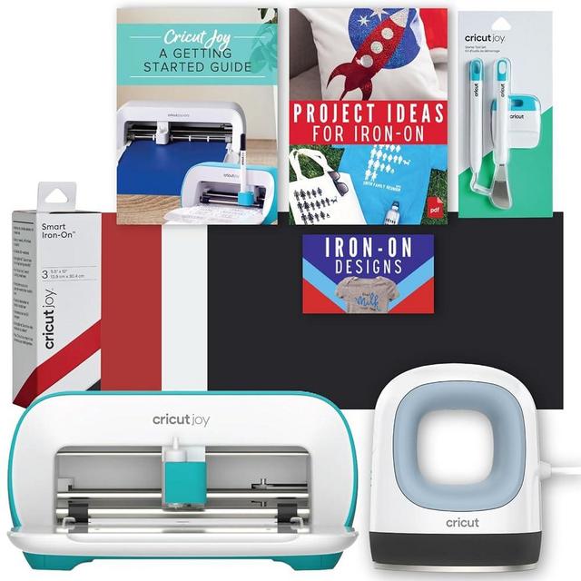 Cricut Joy Machine and Mini Easy Press with Tool Kit and Smart Iron-On Vinyl Sampler Bundle - Cutting Machine and Small Heat Press with HTV Accessories, Portable Die Cutting and Iron Pressing Machines