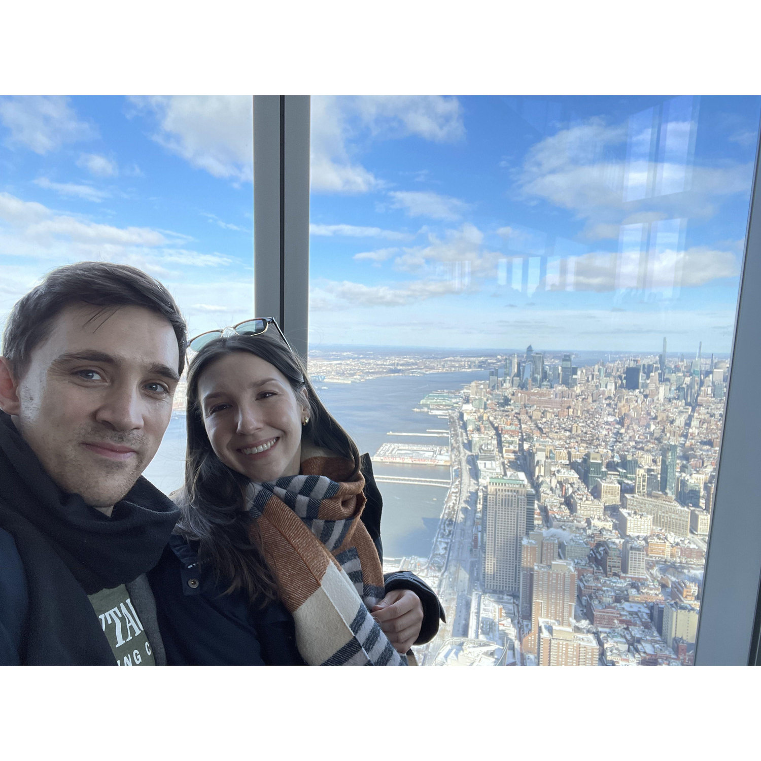 The view from the top of One World Trade Center in NYC, January 2024
