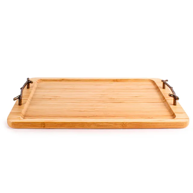BergHOFF Bamboo Tray with wrought Iron Handles, 15.5"
