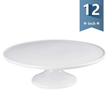 Sweese 709.101 12-Inch Porcelain Cake Stand, Round Dessert Stand, White Cupcake Stand for Parties