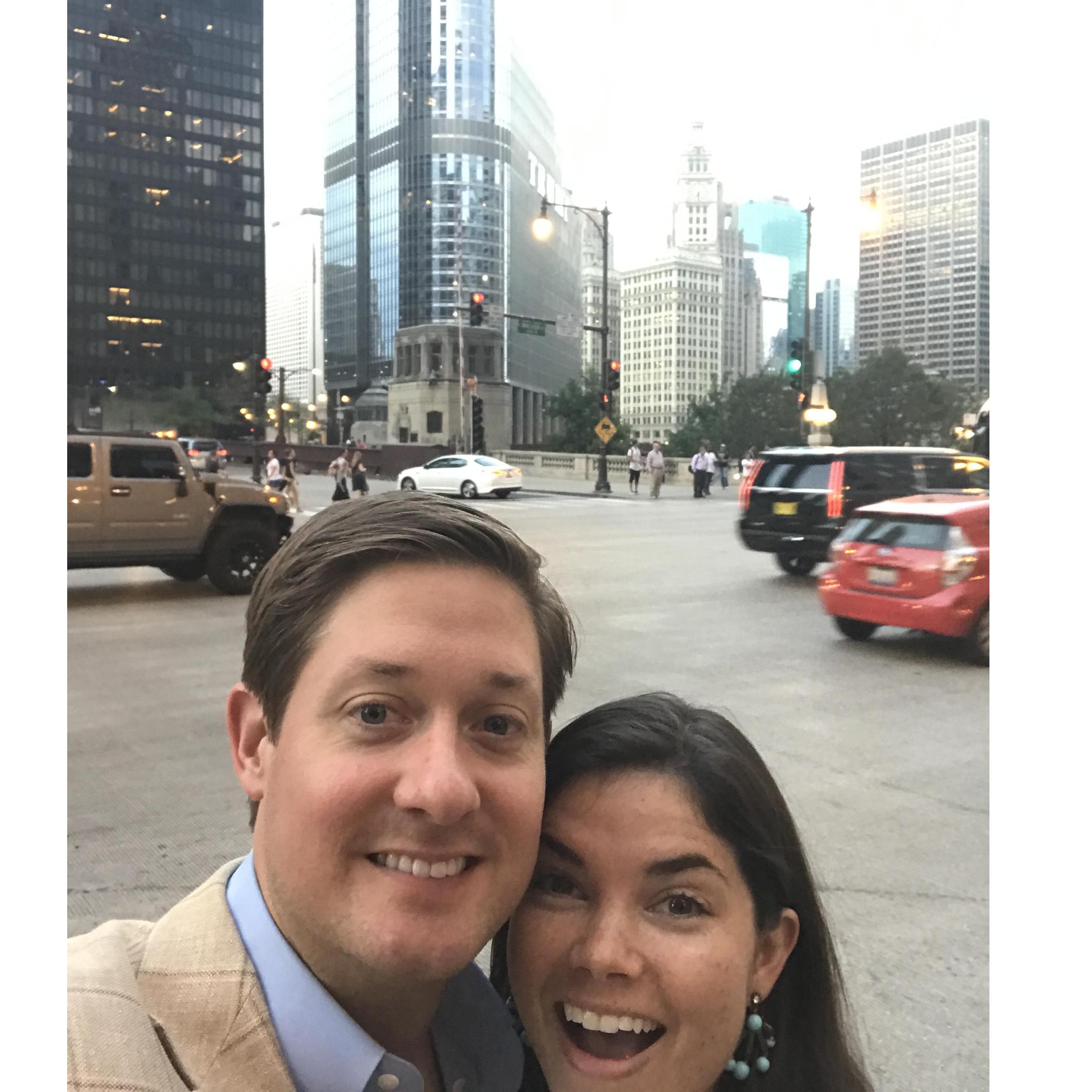 When Jim surprised me with a dinner date in Chicago.