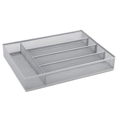 ORG Powder-Coated Small Mesh Cutlery Tray in Silver