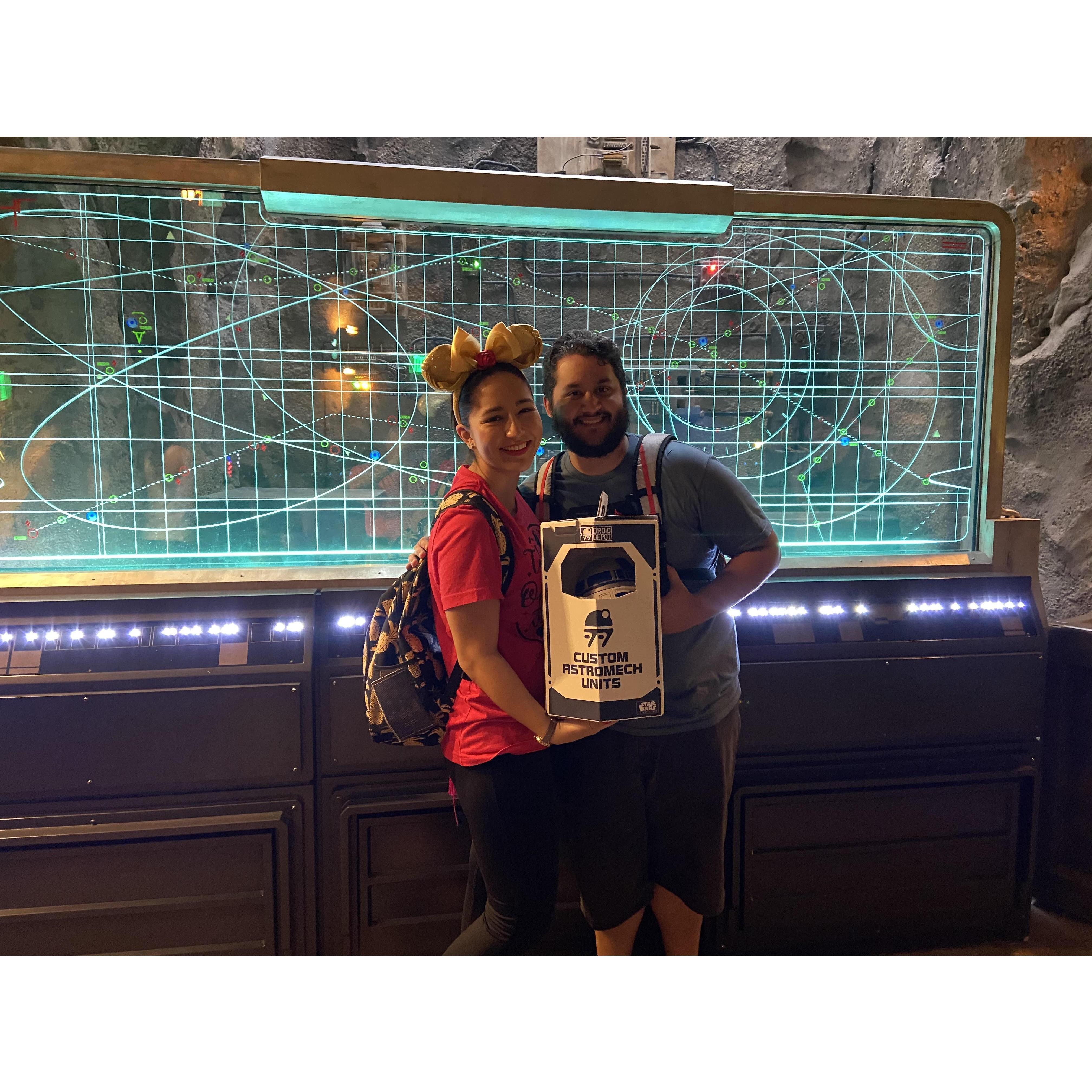 Our very first Disney Date! We woke up incredibly early to make it to the park before it opened so we could be sure we had a chance to ride the new Star Wars ride!