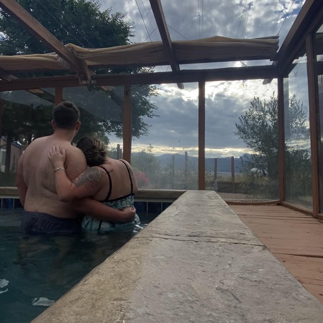 Enjoying hot springs in Moffat, CO