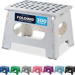 Handy Laundry Folding Lightweight Step Stool is Sturdy Enough to Support Adults and Safe Enough for Kids. Opens Easy with One Flip. Great for Kitchen, Bathroom or Bedroom. (White)