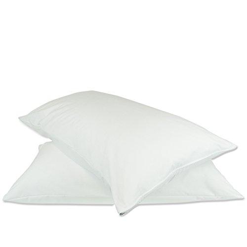 BC BARE COTTON Luxury Hotel Collection Plain Pillow Protectors - Zipper - King Size - White - Set of 2